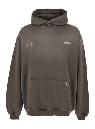 Represent Patron Of The Club Olive Green Hoodie With Front And Back Logo Print In Cotton Man