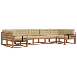 vidaXL Conjunto De Sof&aacute;s De Exterior Con Coj&iacute;n 7 Pcs Natural Y Beige Vidaxl