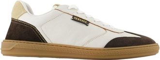 Versace Greca Court Nappa & Suede Sneakers - Heren - Sneakers - Wit - 40 EU - Leer - Schoenen