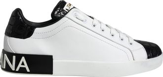 Dolce & Gabbana Black Leather Logo Portofino Sneaker Mens Shoes (Pre-Owned)