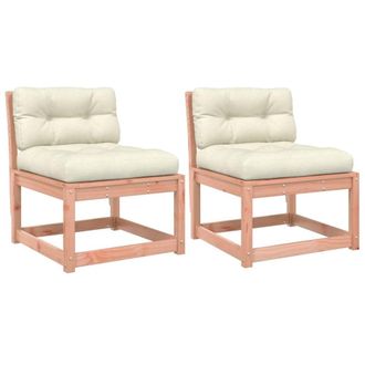 Berkfield Home Garden Sofas with Cushions 2pcs Solid Wood Douglas in Brown