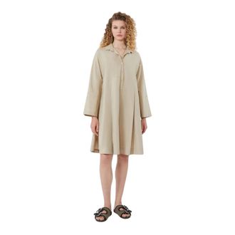 Max Mara Flared Katoen-Poplin Jurk - Dames - Shirt Kleedjes - Beige - XS - Katoen - Kleedjes