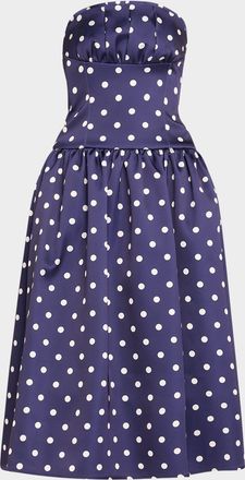 Self Portrait Polka Dot Satin Midi Dress