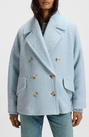 Boss Orange by Hugo Boss Cabani Textured Double Breasted Jacket in Light/Pastel Blue at Nordstrom, Size 6