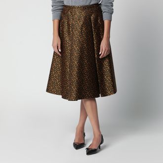 Prada Gonna verde militare con motivo floreale