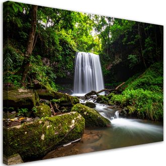 Feeby Cuadro Sobre Lienzo, Paisaje Cascada &Aacute;rboles Naturaleza, 120x80