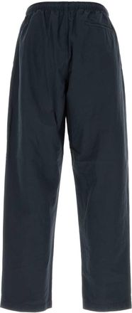 Prada Cotton-Linen Blend Trousers - Navy