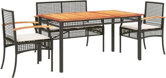 vidaXL Set De Muebles Jard&iacute;n 5 Pzas Con Cojines Rat&aacute;n Sint&eacute;tico Negro Vidaxl