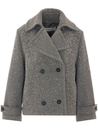 Golden Goose Cropped Grey Wool Coat With Notched Lapels And Tailored Fit