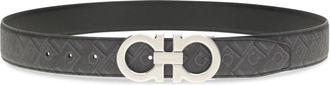 Ferragamo Black Gancini Logo Reversible Belt