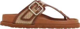 Birkenstock Gizeh Frames Raffia - Dames - Slippers - Bruin - 36 EU - Leer - Schoenen