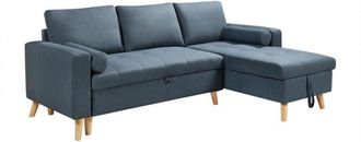 Vente-Unique Vente-unique - Divano letto angolare reversibile con contenitore in Tessuto Verde petrolio - kori