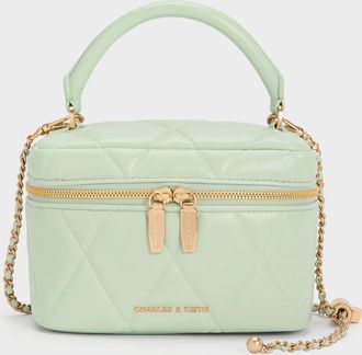 Charles & Keith Arwen Quilted Top Handle Vanity Bag