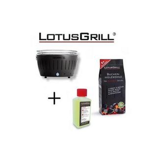 Lotus Grill Barbacoa Black Xl Con Pilas Y Cable De Alimentaci&oacute;n Usb + 1kg De Carb&oacute;n De Haya + Gel Combustible Inodoro Para Barbacoa 200ml -lotus Grill
