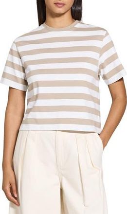 Theory Stripe Cotton T-Shirt in Taupe Multi at Nordstrom Rack, Size Medium