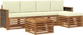 vidaXL Conjunto De Sof&aacute;s De Exterior 6 Uds. Natural Y Crema Vidaxl