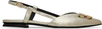 Fabi Grijze Slangenprint Leren Slingback Schoenen - Dames - Ballerinas - Grijs - 36 EU - Leer - Schoenen