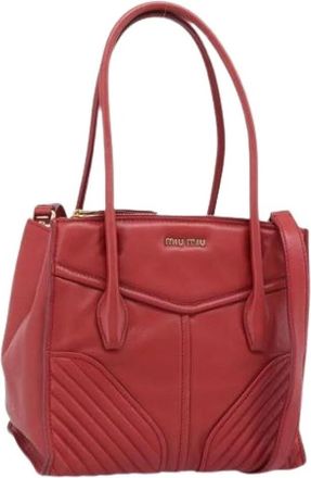 Miu Miu Pre-owned Tote Bag - Dames - Vintage Shopper - Rood - ONE Size - Leer - Vintage