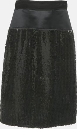 Dolce & Gabbana Black Sequin & Satin Pencil Skirt XS