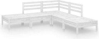 vidaXL 5 Piece Garden Lounge Set Solid Pinewood White Vidaxl