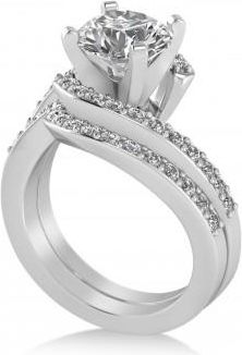 Allurez Lab Grown Diamond Accented Tension Set Bridal Set Platinum (0.35ct)