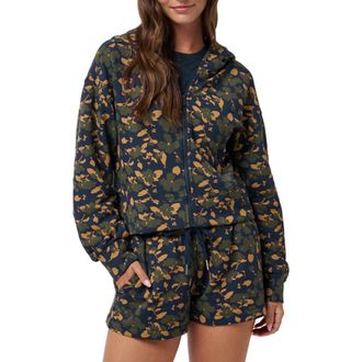 Travis Mathew Cloud Fleece Floral Zip-Up Hoodie in Navy Blazer Floral Multi at Nordstrom Rack, Size X-Small