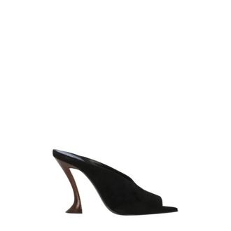 Lanvin Midnight Step Strik Leren Muil met Hak - Dames - Muiltjes - Zwart - 39 EU - Su&egrave;de - Schoenen