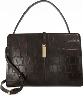 Dune London Womens Accessories Daintree - Branded-Hardware Top-Handle Bag - Brown Leather - One Size