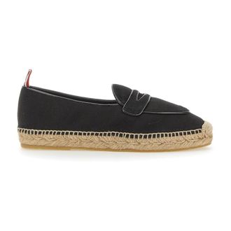 Thom Browne Varsity Penny Loafer Espadrille - Dames - Espadrilles - Zwart - 36 EU - Katoen - Schoenen