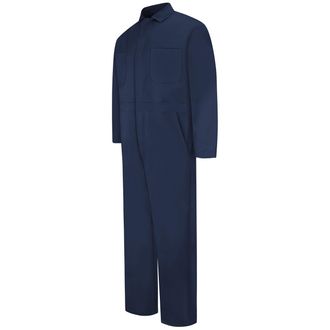 Red Kap Mens Snap Front Cotton Coverall, Oversized Fit, Long Sleeve - Blue - 48 Long