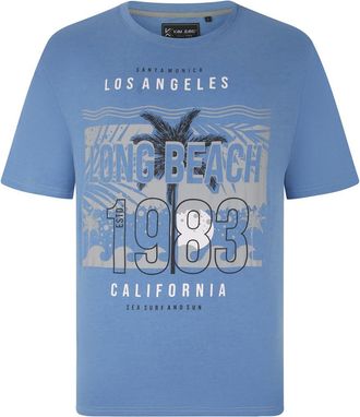 KAM Long Beach T-Shirt Graphic Print Short Sleeve Crew Neck California Casual Mens Plus Size 2XL-8XL 5729 (UK, Alpha, 4XL, Plus, Regular, Powder Marl)