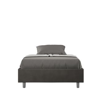 ITYhome Ityhome - Letto Singolo Rivestito In Microfibra - Azelia - Dimensione Rete: 100x210 - Colore: Grigio - Tipologia Letto: Con Rete