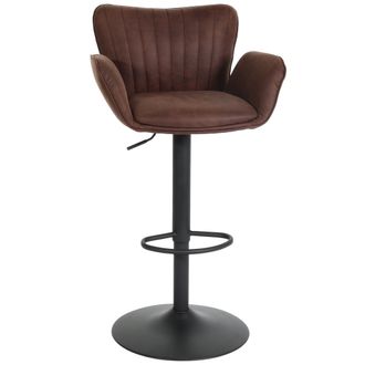 Hhg Hhg - Nunca Usado] Taburete De Bar 098, Silla Giratoria Taburete De Bar, Con Reposabrazos Reposapi&eacute;s Giratorio Tela/textil Hierro Mvg, Marr&oacute;n Oscuro P
