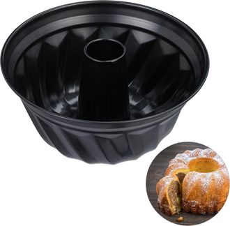 Relaxdays 10 Moldes Bizcocho, Accesorios De Reposter&iacute;a Y Pasteler&iacute;a, Antiadherentes, &Oslash; 25 Cm, Acero Al Carbono, Redondos, Negro