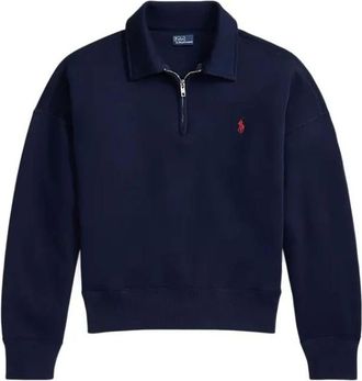Polo Ralph Lauren Hoodies & sweatvesten, Dames, Blauw, XS, Katoen, Zip-Sweatshirt met Borduring