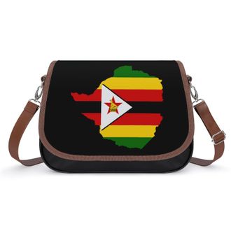 Generic Zimbabwe Flag Map Crossbody Bags for Women Fashion Leather Shoulder Handbags With Adjustable Strap