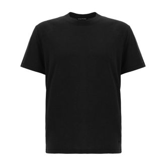 Tom Ford T-Shirts, male, Black, Size: S Lyocell Cotton Crew Neck T-Shirt