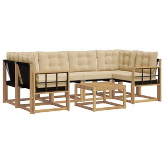 vidaXL Conjunto De Sof&aacute;s De Exterior Con Coj&iacute;n 7 Pcs Y Beige Vidaxl