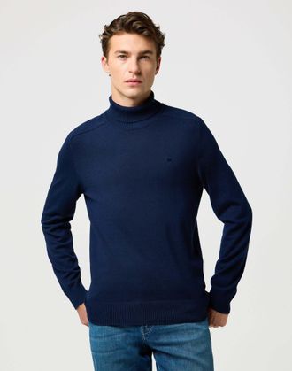 Wrangler Rollkragenpullover WRANGLER WRANGLER Rollkragenpullover Turtleneck, Herren, Gr. XXL, blau, Obermaterial: 50% Baumwolle CO. 45% Polyamid PA. 5% Wolle W