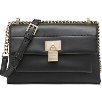 DKNY Evie Flap Shoulder Bag in Blk/gold at Nordstrom