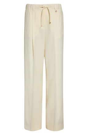 Moncler Virgin Wool Gabardine Pants in White at Nordstrom, Size 6 Us