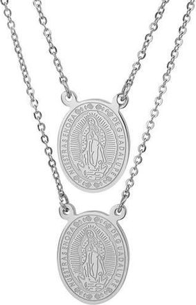 Steeltime Stainless Steel Religious Layered Pendant Necklace in Silver at Nordstrom Rack