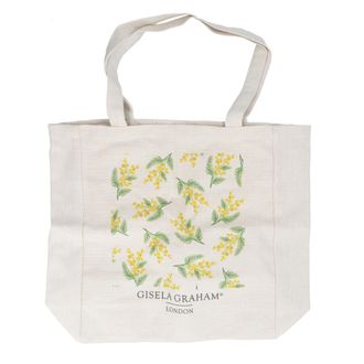 Gisela Graham Fabric Tote Shopping Bag, Yellow Mimosa Flower, 40cm x 38cm