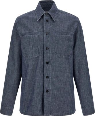 Jil Sander Overhemden, Heren, Blauw, L, Katoen, Shirt 203