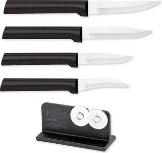Rada Cutlery 3.25-Inch Heavy Duty Paring Knife, 3.25-Inch Regular Paring Knife, 2.5-Inch Peeling Knife, 2.38-Inch Granny Paring Knife & Quick Edge Knife Sh
