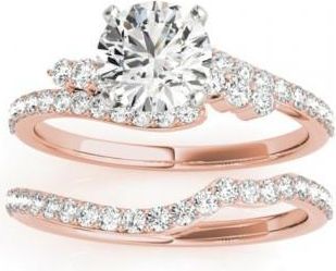 Allurez Diamond Accented Bypass Bridal Set Setting 14k Rose Gold (0.74ct)