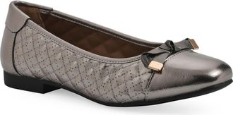 White Mountain Bocah Cap Toe Ballet Flat in Pewter Metallic Smooth at Nordstrom Rack, Size 8.5