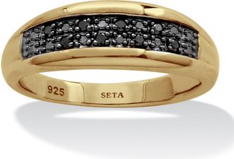 Palm Beach Jewelry Mens.12 TCW Gold Over Sterling Silver Black Diamond Ring