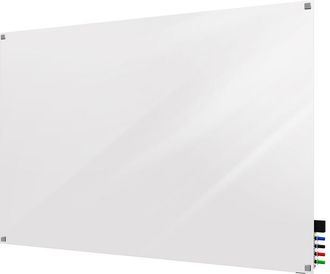 GHENT 2x3 Harmony Glass Board, Colors - Square Corners - White - 4 Markers and Eraser