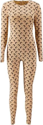 Marine Serre Jersey Moon Lange Jumpsuit - Dames - Jumpsuits - Beige - M - Jumpsuits & Playsuits